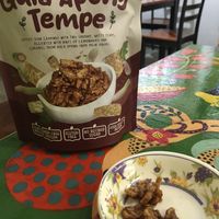 The new gula apong flavoured tempe they’ve come out with. Gula apong is made from the nipa palm and is a Sarawak specialty.  at Indah Cafe in Kuching