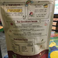 Nutritional info on their new gula apong tempe.  at Indah Cafe in Kuching