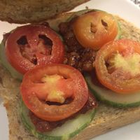 Tempeh bacon sandwich with vegan mayo  at Indah Cafe in Kuching