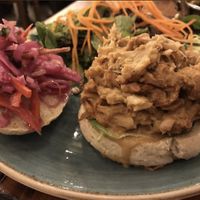 Jerk Jackfruit Sandwich- no jerk flavor or any other real flavor   at Surya Cafe in Fitchburg