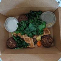 Savory waffle at Surya Cafe in Fitchburg