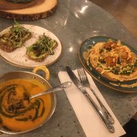 Carrot ginger soup bowl, Megan’s toast, FA- Waffle  at Surya Cafe in Fitchburg