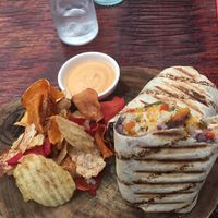 Vegetarian burrito without cheese at Mahalo in Panama City