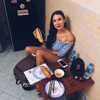 All smiles cause the Banh Mi is amazing! at Bahn Mi & Cafe in Hanoi