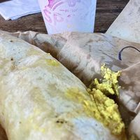 This vegan burrito at this totally unique shop will make your mouth water.! 💦 and yes that is matcha 🍵   at Spoke Bicycle Cafe in Los Angeles