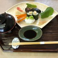 Veggie nigiri sushi set. at Yamaichi Bekkan in Miyajima