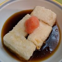 agedashi tofu (fried tofu with sauce) at Yamaichi Bekkan in Miyajima