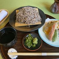 Cold soba with vegetarian tempura at Yamaichi Bekkan in Miyajima