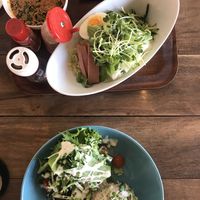 Vegan risotto and Hiroshima udon (you can ask without bacon!) at Cafe Lente in Miyajima