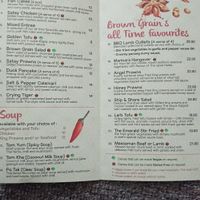 menu pg 2 at Brown Grain Thai Restaurant in Ballarat