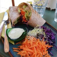 Vegan Kebab Wrap with garlic sauce at Feel Good in Groningen