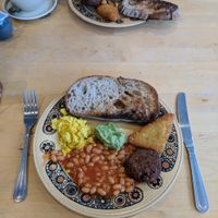 Vegan half breakfast with scrambled tofu, and mushrooms replaced with avacado upon request. at DANA in Sheffield