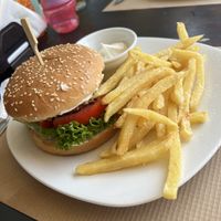Vegetarian butcher burger   at Evilion Bistro in Crete