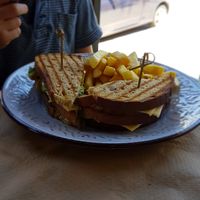 Vegam club sandwich at Evilion Bistro in Crete