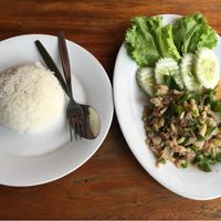 Vegan laab (mushroom) at Song Fang Khong in Thakhek