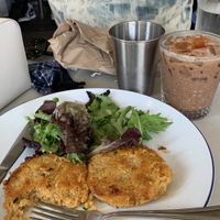 Jackfruit and quinoa crab cakes  at The Butcher's Daughter - West Village in New York City