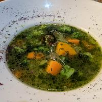 An excellent quinoa and basil soup. at El Jardin in Puerto Ayora
