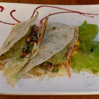 Tacos. Tasty but very soggy. at El Jardin in Puerto Ayora