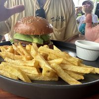 Vegan burger  at El Jardin in Puerto Ayora