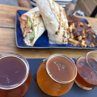 Vegan chicken buffalo wrap with poutine   at Taps Brewhouse & Grill in Niagara Falls
