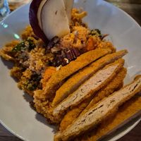 Hop Yard Quinoa Salad with vegan chicken at Taps Brewhouse & Grill in Niagara Falls