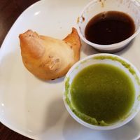 vegetable samosa (came with 3 but we ate the first 2 before I remembered to take a picture) at Maurya Kebabs & Curries in Beltsville