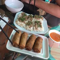 Fried springs roll and fried rice mushroom  at Ngo Quan Chay in Ho Chi Minh City