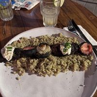 Kebab with labane, tomato, onion  at Michelangelo Cafe in Tel Aviv