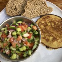 Breakfast with quinoa omelette   at Michelangelo Cafe in Tel Aviv
