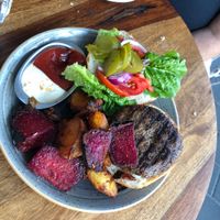 Mushroom burger heaven at Michelangelo Cafe in Tel Aviv