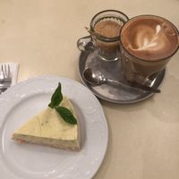 Cheese cake & capuchino  at Michelangelo Cafe in Tel Aviv