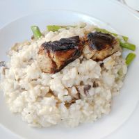 Artichoke and asparagus risotto at Michelangelo Cafe in Tel Aviv