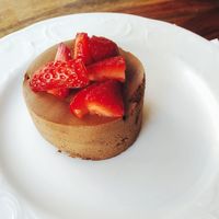 Chocolate strawberry mousse at Michelangelo Cafe in Tel Aviv