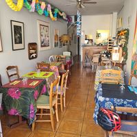 My helmet perfectly blends with interior decoration at Frida's in Perpignan