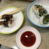 Aubergine nigiri and yasai sushi  at LHR - YO! Sushi - T2 in West London