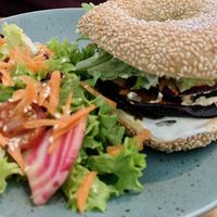 Egg plant bagel #Veganuary at Glow in Luxembourg City