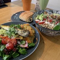 Dish of the day + Buddha bowl + pain au chocolat #Veganuary at Glow in Luxembourg City