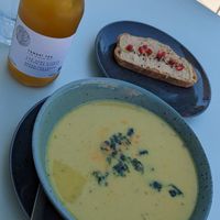 Daily soup and an ice tea at Glow in Luxembourg City