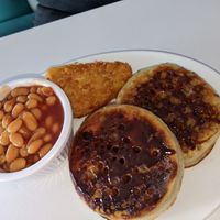 Marmite and beans on crumpets at Bobby Jo's in Southend-on-sea