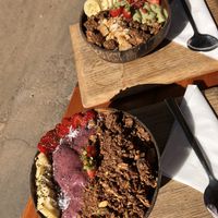 Blazin berry and gone green smoothie bowls  at Nourish'd Cafe & Juicery - Kloof in Cape Town