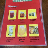 Drinks menu  at Warung Pande Vegan - Canggu in Canggu