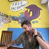 Love their wall art ft my crazy boyfriend 😝  at Warung Pande Vegan - Canggu in Canggu