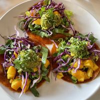 Mango tacos (no crema) oil free option! at Under the Sun Cafe in Long Beach