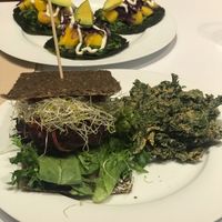 Burger & Kale chips at Under the Sun Cafe in Long Beach
