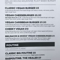 Vegan section of the menu (May 2021) at Bread Meats Bread in Edinburgh