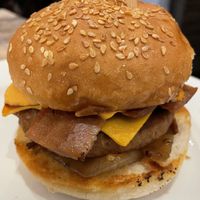 BBQ m&m bacon burger at Bread Meats Bread in Edinburgh