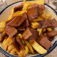 Vegan maple bacon fries at Bread Meats Bread in Edinburgh