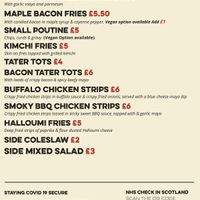 Sides options. Some that can be veganised  at Bread Meats Bread in Edinburgh