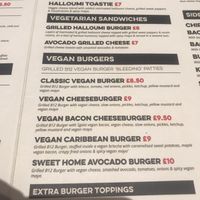 Vegan burger options  at Bread Meats Bread - St Vincent St in Glasgow
