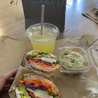 Hippie vegan, potato salad and a pineapple aqua fresca  at Chef Tanya's Kitchen in Palm Springs